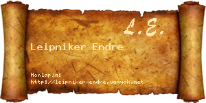 Leipniker Endre névjegykártya